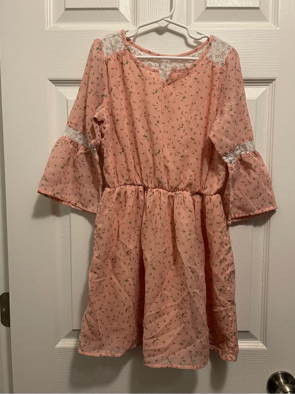 Place Peach Pink Floral Lace-Trim Top
